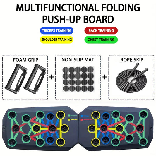 Portable and Multifunctional Push-Up Board Set with Foldable Push-Up Bars for Chest, Abdomen, Arms, and Back Training